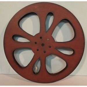 Rustic Red Metal Wheel Farmhouse Decor | Industrial Wall Art | 18” Vintage Style